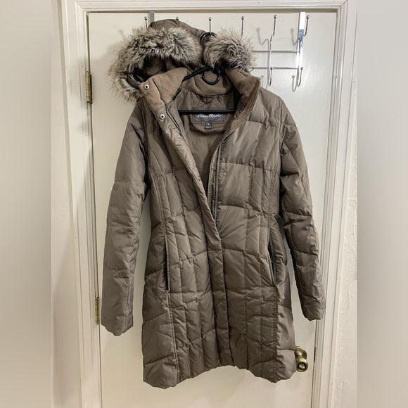 Eddie wBauer, Winter Jacket, Womens Knee Length Small with Faux Fur Lined Hood - Picture 1 of 5